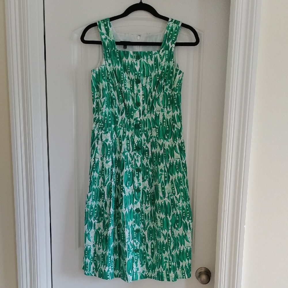 Talbots Green and White Midi Dress